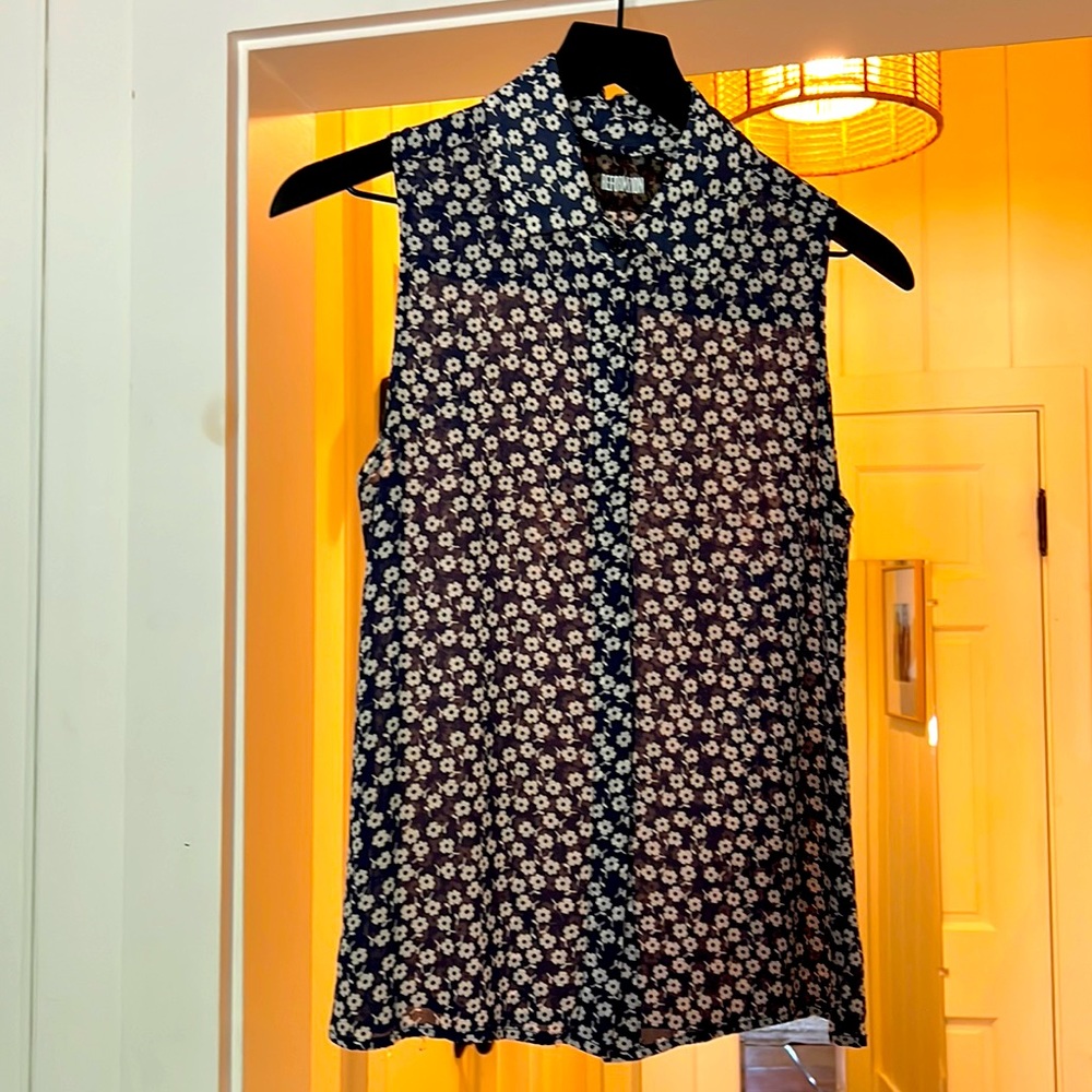 Reformation blue and white floral top